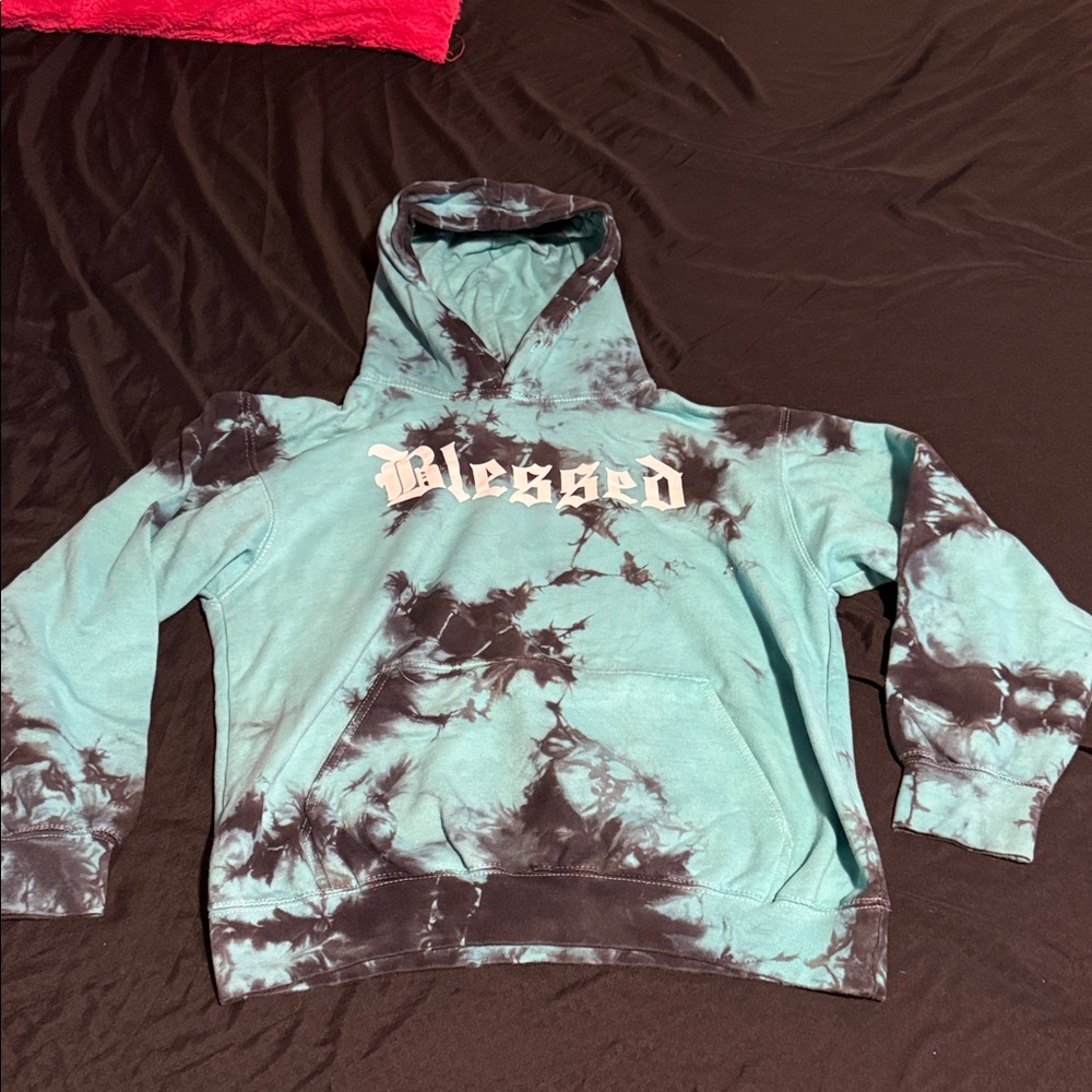 Fashion Nova Tie-Dye Hoodie in Teal and Brown
